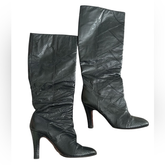The Frye Company Ava Tall Snakeskin Leather Boots Size 7.5 - Picture 1 of 12